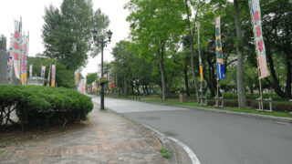 秋田県小坂町の康楽館前の写真