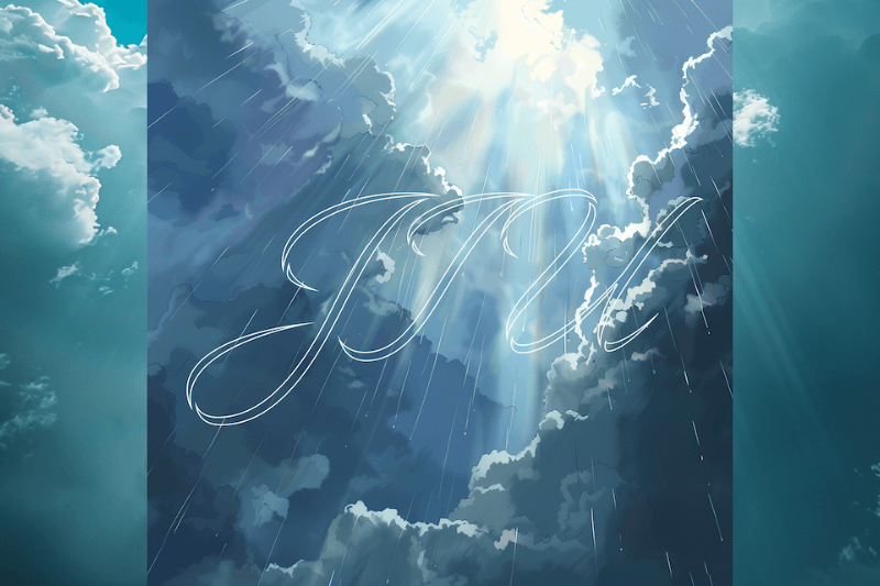 HIMOROGI 2nd Album『JIU』のジャケットと雲のイラストを重ねた画像。