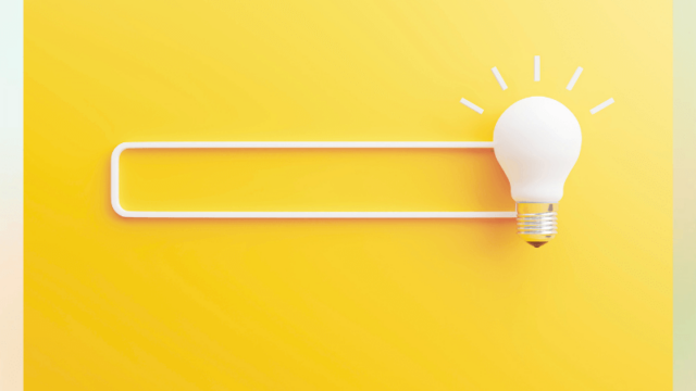 検索ボックスの上に電球が置かれたイラスト